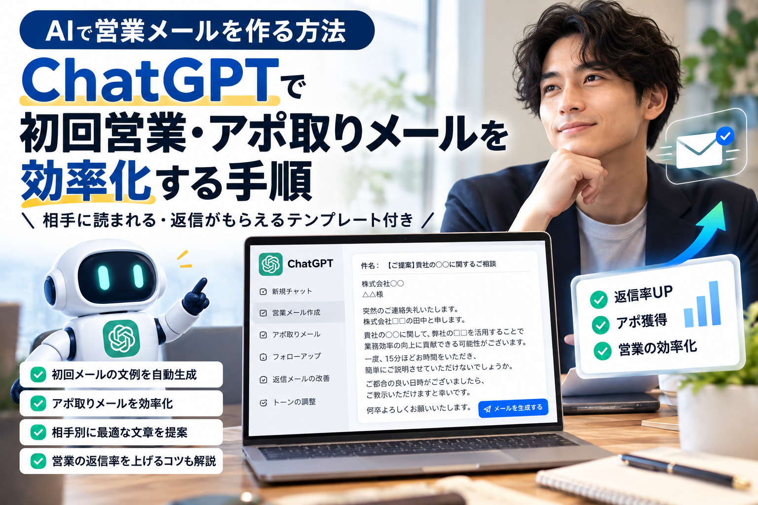 AIで営業メールを作る方法｜ChatGPTで初回営業・アポ取りメールを効率化する手順